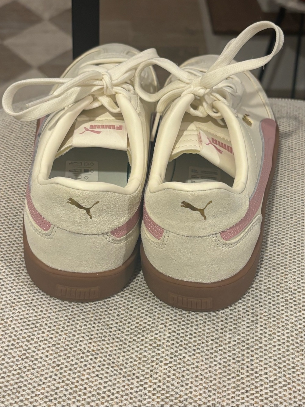 Women's Puma Cream and Pink Low-Top Sneakers - Size 7.5 NWOT - Picture 7 of 9